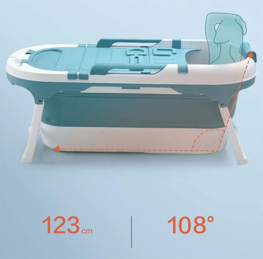 وان تاشو بزرگسال بدون برند، وان حمام قابل حمل، وان شنای کودک، مواد ایمنی PP و TPE (رنگ: آبی، اندازه: بدون پوشش)