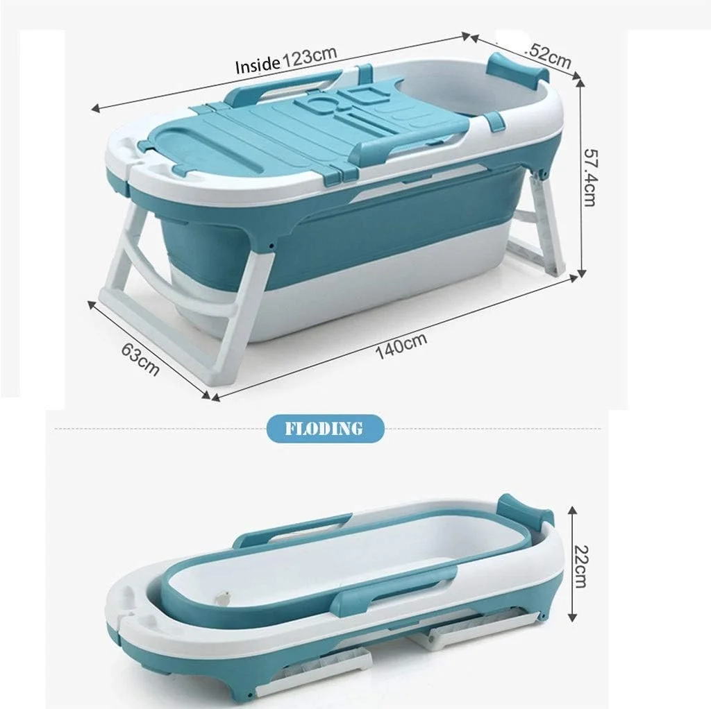 وان تاشو بزرگسال بدون برند، وان حمام قابل حمل، وان شنای کودک، مواد ایمنی PP و TPE (رنگ: آبی، اندازه: بدون پوشش)