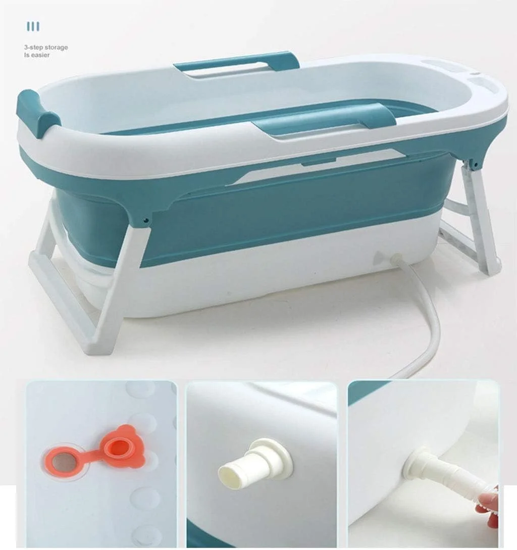 وان تاشو بزرگسال بدون برند، وان حمام قابل حمل، وان شنای کودک، مواد ایمنی PP و TPE (رنگ: آبی، اندازه: بدون پوشش)