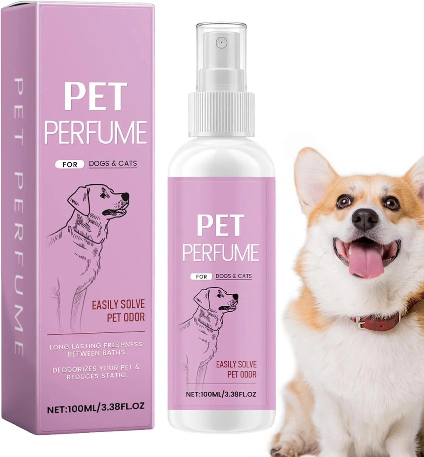 Pet Smell Odor Eliminator | 100ml Pee Smell Eliminator | Freshener Long-Lasting Fragrance Portable Spray Cleaner for Rug Fabric Furniture Car Closet Room Bathroom Floor Upholstery Trash