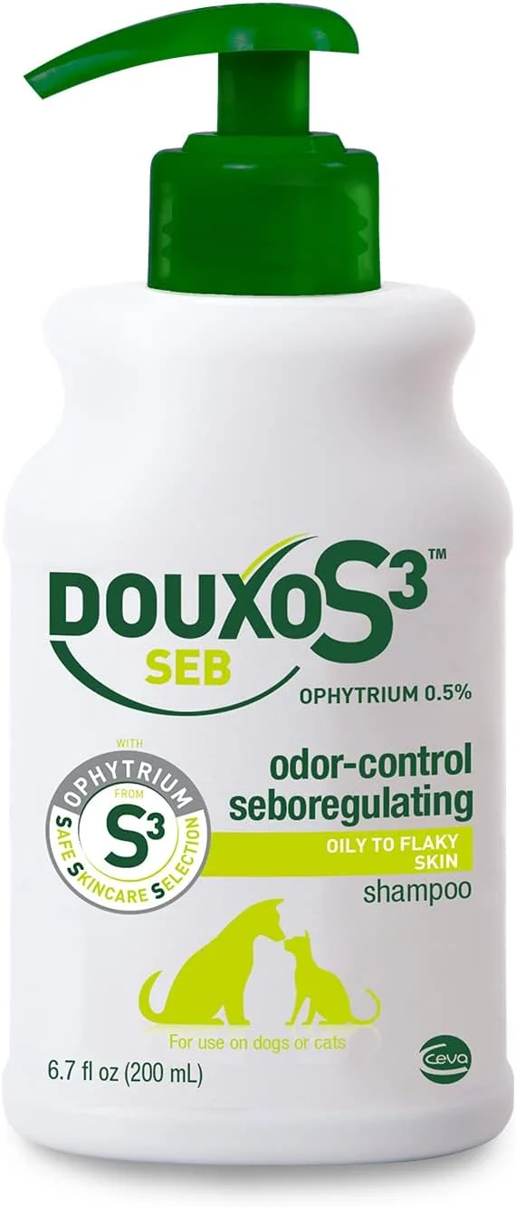 شامپو Douxo S3 SEB حجم 200 میلی لیتر - تسکین دهنده سبوره در سگ ها و گربه ها (کمک به پوست های چرب تا پوسته پوسته)