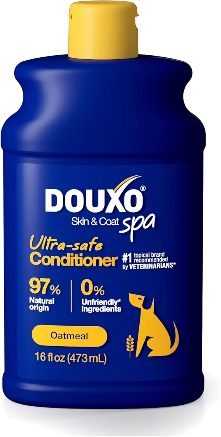نرم کننده سگ جو دوسر فوق ایمن DOUXO® Skin & Coat SPA، ۴۷۳ میلی لیتر، به آرامی گره ها را باز می کند، پوشش را احیا می کند و پوست را مرطوب می کند، پوشش را نرم، ابریشمی و درخشان می کند، فرمول سازگار با پوست