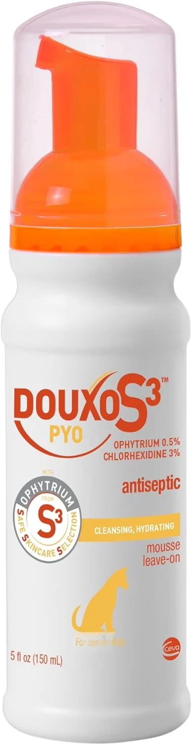 موس Douxo S3 PYO، 150 میلی لیتر، مناسب برای سگ ها و گربه ها با مشکلات پوستی