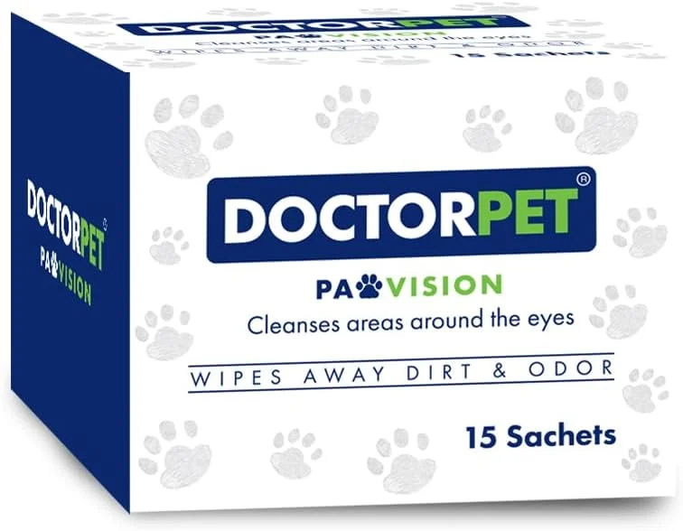 دستمال مرطوب سگ و گربه دکتر پت مدل PawVision بسته 15 عددی - حاوی 99% آب، بدون عطر، ضد حساسیت، تمیز کننده نواحی اطراف چشم، دستمال های بزرگ برای تمیز کردن روزانه