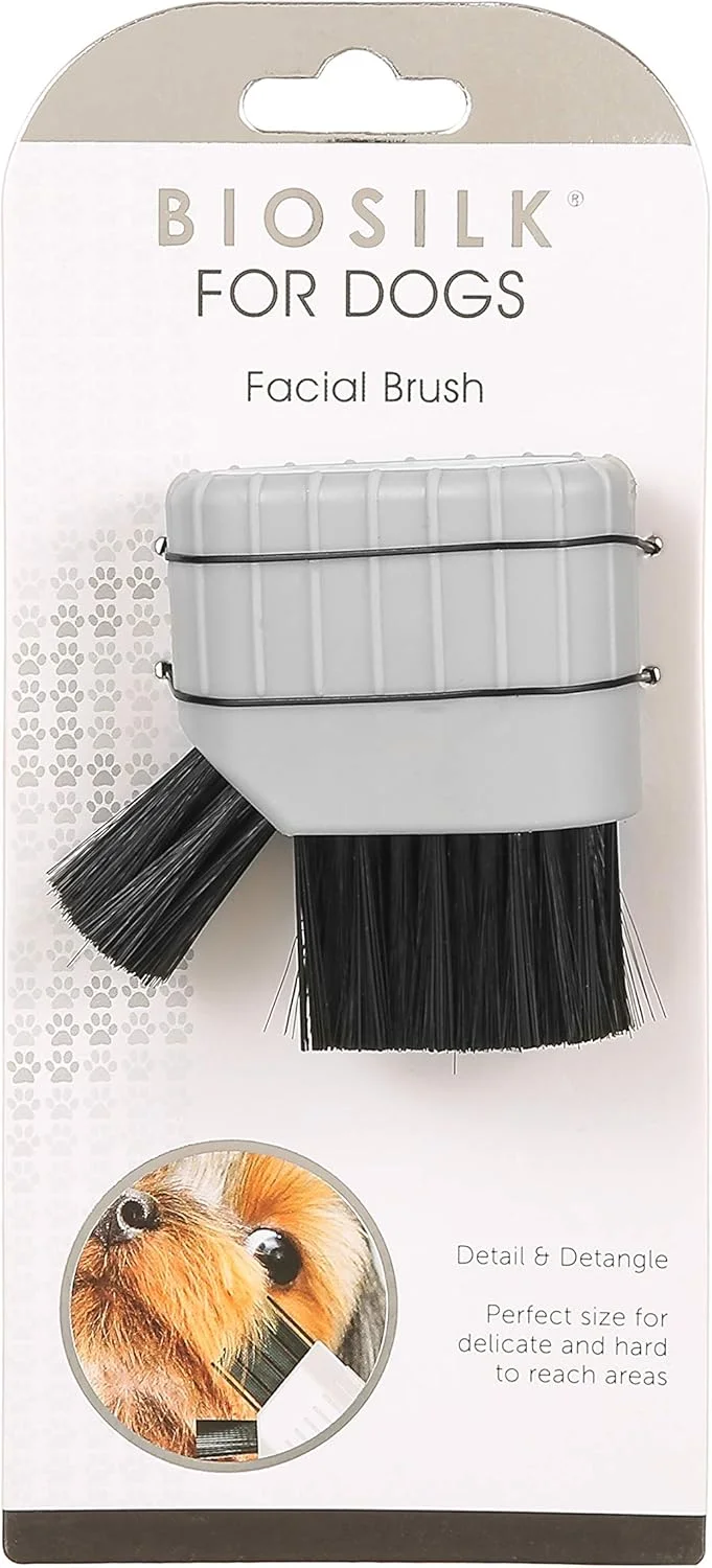برس صورت بایو سیلک مخصوص سگ ها، برس سگ درمانی ابریشمی برای نواحی ظریف و трудно دسترس صورت سگ | برس نظافت سگ با موهای ریز برای نواحی ظریف، گره ها را باز می کند و مرتب می کند
