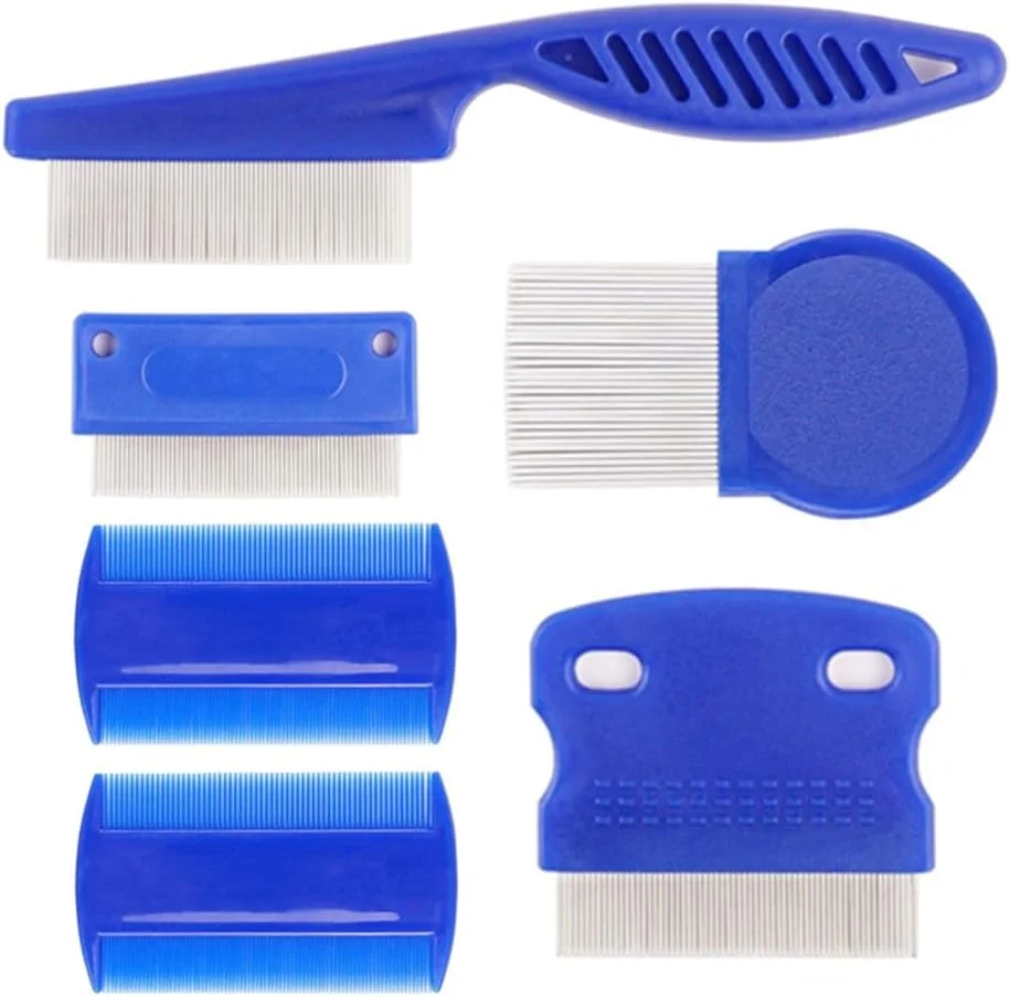 مجموعه 6 عددی شانه کک و شپش CuiCanfla برای سگ و گربه، شانه‌های استیل ضد زنگ، شانه کک برای حیوانات خانگی، شانه نظافت سگ و گربه، ابزار حذف لکه اشک حیوانات خانگی، شانه‌های نظافت دندانه ریز