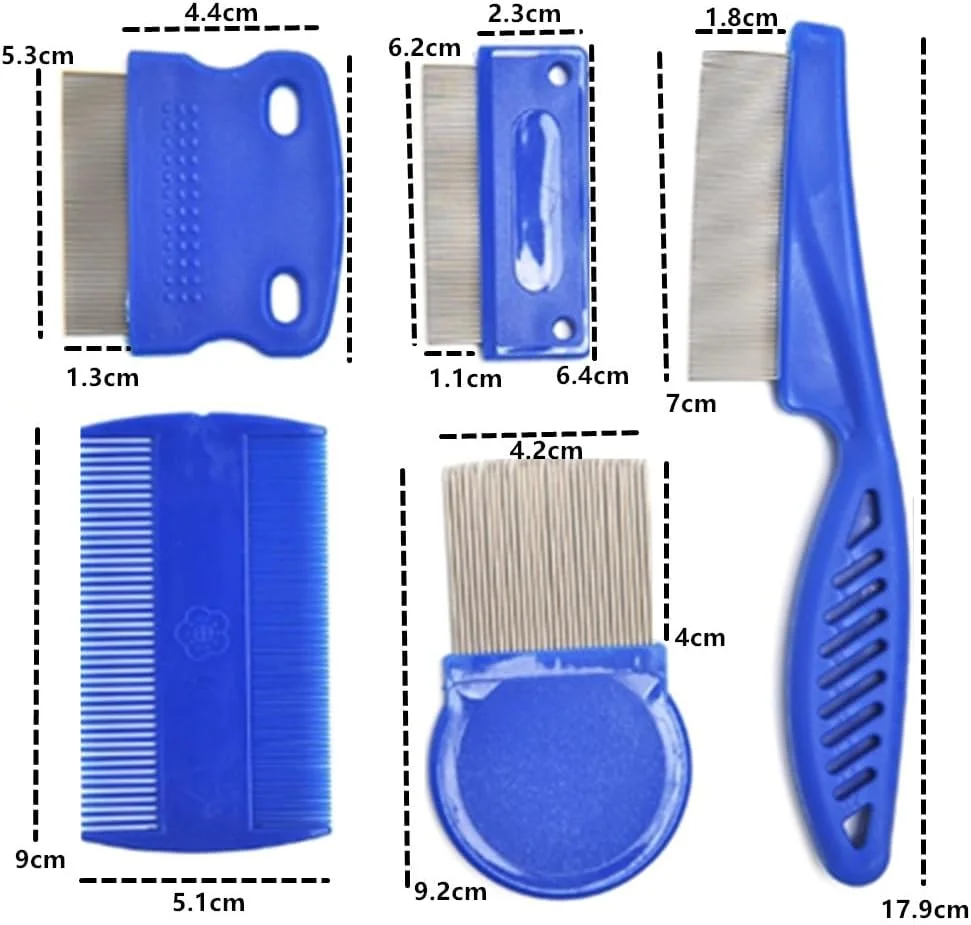 مجموعه 6 عددی شانه کک و شپش CuiCanfla برای سگ و گربه، شانه‌های استیل ضد زنگ، شانه کک برای حیوانات خانگی، شانه نظافت سگ و گربه، ابزار حذف لکه اشک حیوانات خانگی، شانه‌های نظافت دندانه ریز
