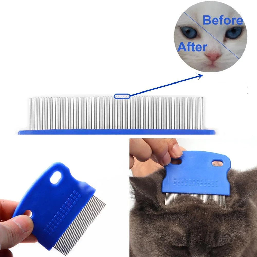 مجموعه 6 عددی شانه کک و شپش CuiCanfla برای سگ و گربه، شانه‌های استیل ضد زنگ، شانه کک برای حیوانات خانگی، شانه نظافت سگ و گربه، ابزار حذف لکه اشک حیوانات خانگی، شانه‌های نظافت دندانه ریز