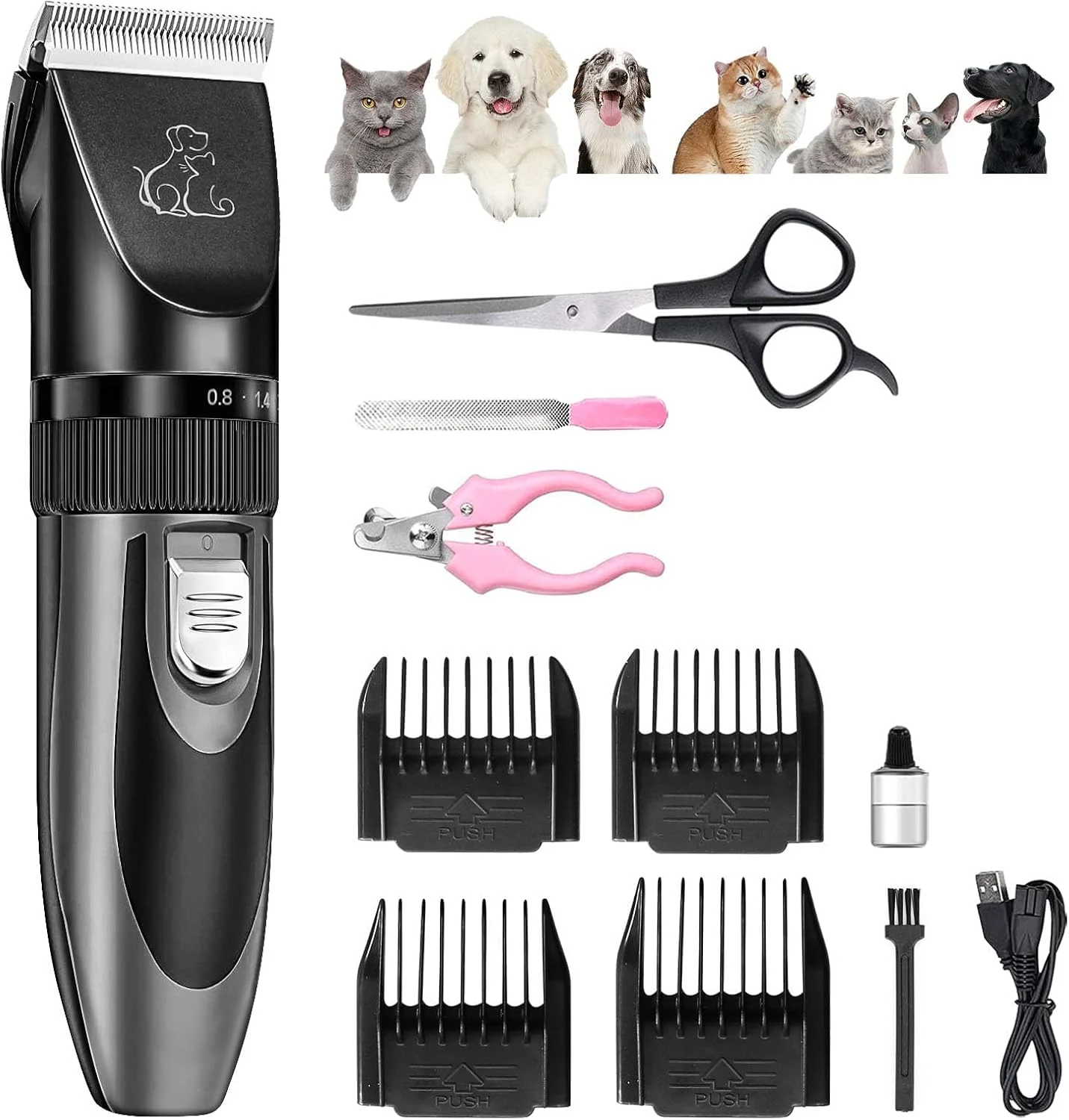 ماشین اصلاح سگ، کیت پیرایش سگ، حرفه ای برای موهای ضخیم/پرمو، ماشین اصلاح شارژی بی سیم کم صدا برای سگ ها، حیوانات خانگی و حیوانات، ماشین اصلاح سگ برای سگ ها، گربه ها، اسب ها، موزن فلزی