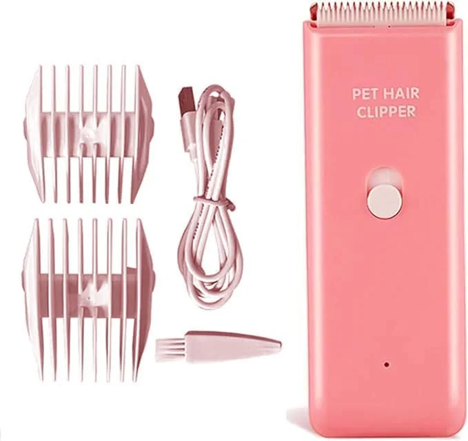 ست پیرایشگر موی حیوانات خانگی، ماشین اصلاح حرفه ای 2 در 1 سگ برای موهای ضخیم و سنگین، ماشین اصلاح پنجه سگ کم صدا با چراغ LED، ماشین ریش تراش موی حیوانات خانگی شارژی بی سیم برای سگ ها و گربه های کوچک و بزرگ (صورتی)
