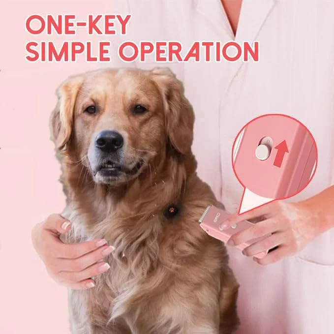 ست پیرایشگر موی حیوانات خانگی، ماشین اصلاح حرفه ای 2 در 1 سگ برای موهای ضخیم و سنگین، ماشین اصلاح پنجه سگ کم صدا با چراغ LED، ماشین ریش تراش موی حیوانات خانگی شارژی بی سیم برای سگ ها و گربه های کوچک و بزرگ (صورتی) ست پیرایشگر موی حیوانات خانگی، ماشین اصلاح حرفه ای 2 در 1 سگ برای موهای ضخیم و سنگین، ماشین اصلاح پنجه سگ کم صدا با چراغ LED، ماشین ریش تراش موی حیوانات خانگی شارژی بی سیم برای سگ ها و گربه های کوچک و بزرگ (صورتی)