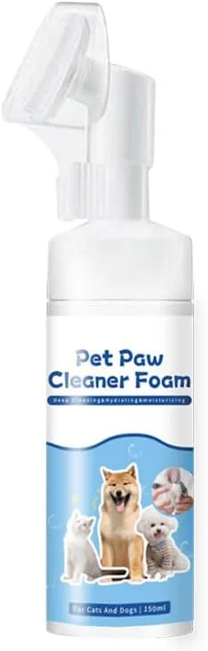 فوم پاک کننده پنجه سگ و گربه، پاک کننده فوم جادویی بدون نیاز به آبکشی، شامپو خشک و برس پا با عصاره نارگیل، شستشوی کنترل کننده بو، مناسب برای توله سگ ها (150 میلی لیتر)