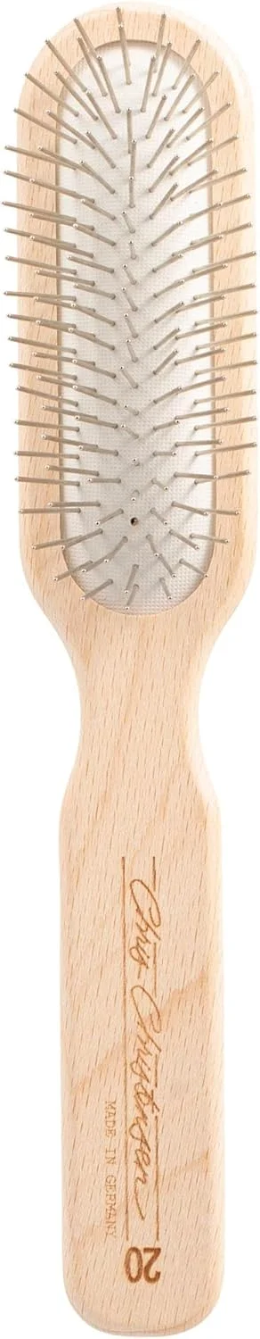 برس پین بیضی 20 میلی متری سگ کریس کریستنسن، سری اورجینال، مانند یک حرفه ای آرایش کنید، پین های استیل ضد زنگ، بدنه چوبی سبک وزن از جنس چوب راش، نوک های سنگ خورده و پولیش شده