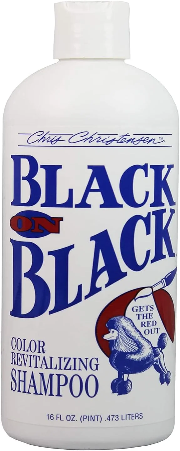 شامپو حیوانات خانگی کریس کریستنسن، شامپو احیا کننده رنگ مشکی روی مشکی، 473 میلی لیتر، مانند یک حرفه ای آرایش کنید، رنگ مشکی پوشش را باز می گرداند، رنگ نیست، تا 4 هفته ماندگاری دارد، ساخت ایالات متحده آمریکا