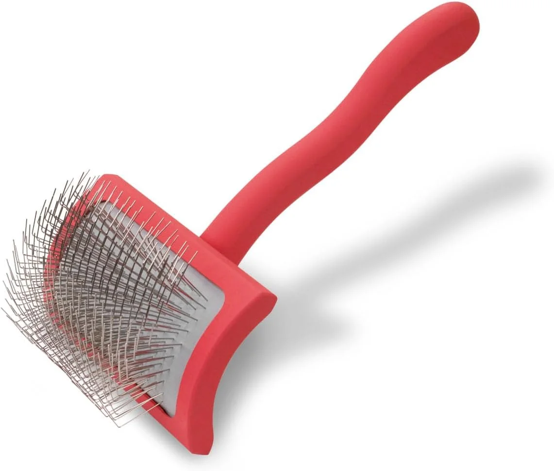 برس اسلیکر سگ Chris Christensen Big G - برس حرفه ای برای آراستن سگ - برس ریزش موی سگ - برس اسلیکر برای باز کردن گره و حالت دادن به موی سگ - صرفه جویی در زمان و انرژی - مرجانی، متوسط