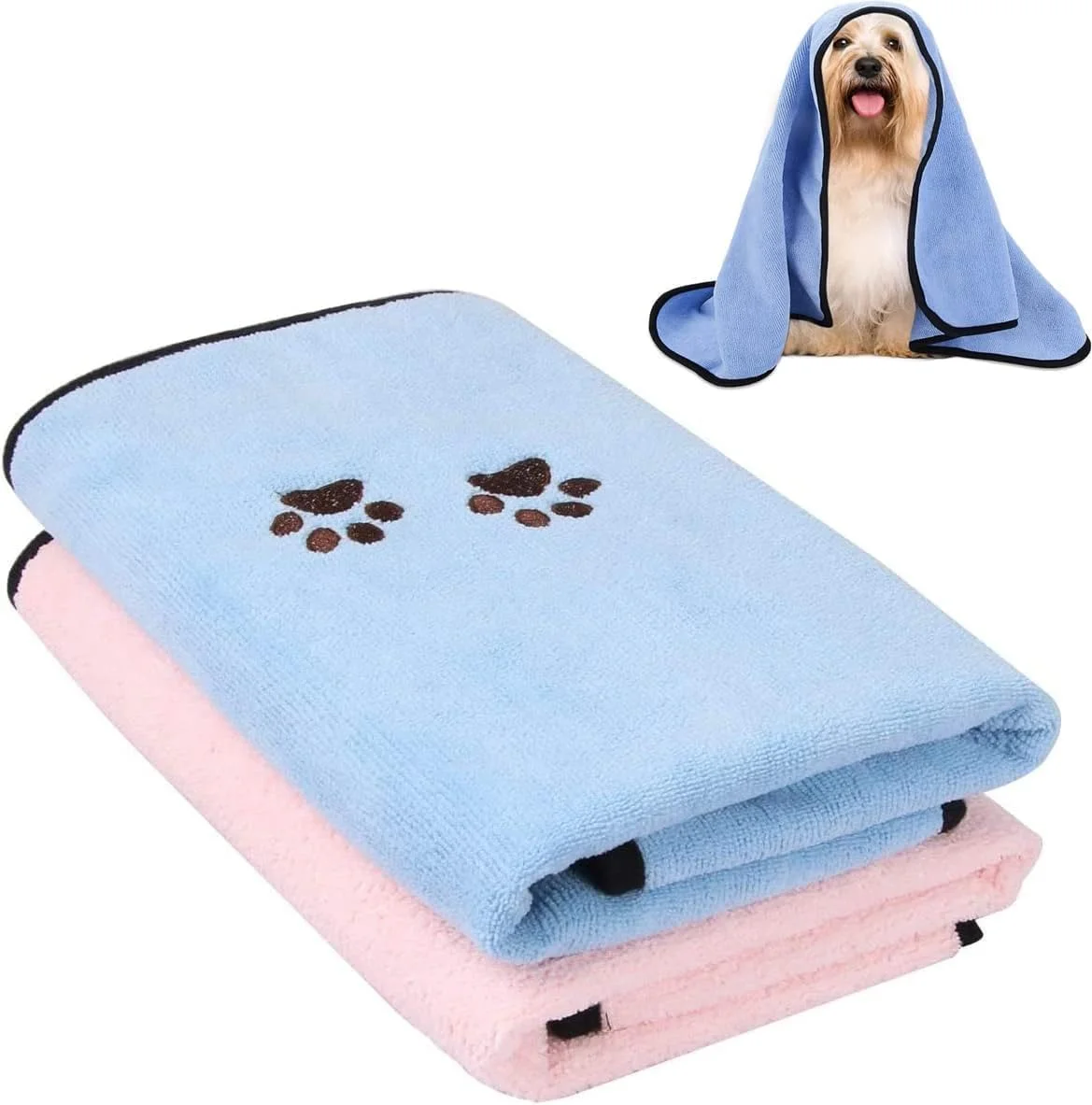 حوله های حیوانات خانگی ChicAbode، حوله میکروفایبر با خشک شدن سریع، حوله های جاذب گربه و سگ، سبک وزن، بادوام و حمل آسان، عالی برای حمام کردن و نظافت، برای سگ ها و گربه های کوچک و متوسط، 2 عدد