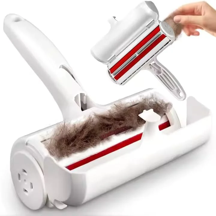 غلتک موی حیوانات خانگی Chom Chom و غلتک پرزگیر قابل استفاده مجدد - پاک کننده موی گربه و سگ ChomChom برای مبلمان، مبل، فرش و رختخواب - ابزار قابل حمل حذف مو از چند سطح