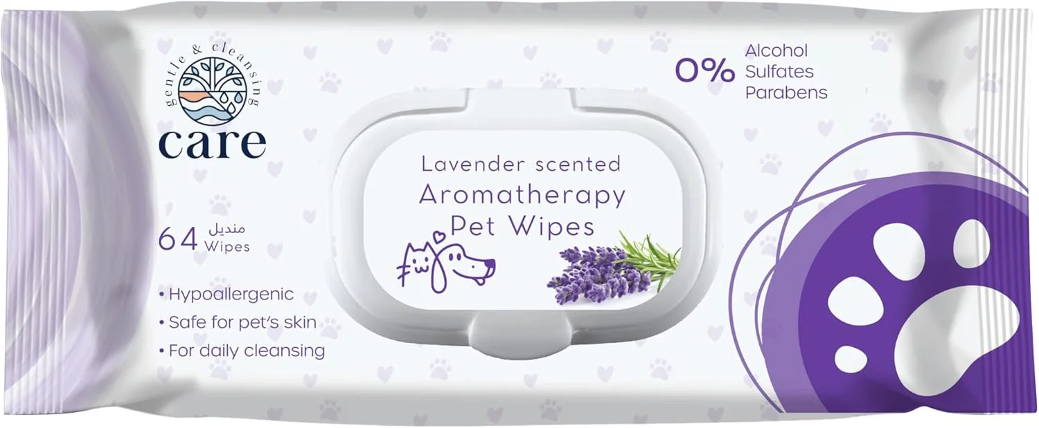 دستمال مرطوب سگ و گربه با رایحه اسطوخودوس 60 عددی