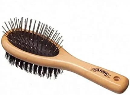 برس چوبی دو طرفه Camon، کوچک، برس دو طرفه چوبی سگ، برس نرم موی حیوانات خانگی برای نظافت و ماساژ، برس مو برای سگ ها، موهای بلند یا کوتاه، برس کوچک نظافت