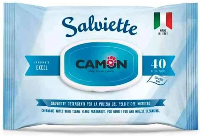 دستمال مرطوب تمیز کننده Camon برای سگ و گربه، 1 بسته 40 عددی، دستمال مرطوب حیوانات خانگی برای سگ و گربه، دستمال مرطوب سگ، دستمال مرطوب گربه، دستمال مرطوب چند منظوره برای تمیز کردن و نظافت پنجه و باسن، برای سگ و گربه
