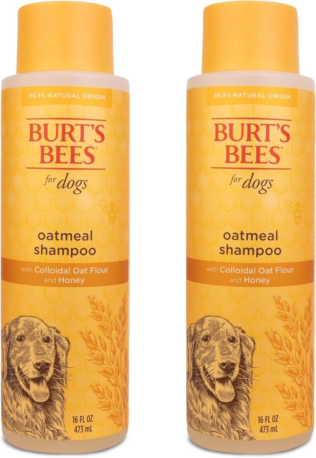 شامپو سگ جو دوسر طبیعی BURT'S BEES FOR PETS | حاوی آرد جو دوسر کلوئیدی و عسل | بدون تست حیوانی، بدون سولفات و پارابن، دارای PH متعادل برای سگ ها - ساخت آمریکا، 473 میلی لیتر - بسته 2 عددی