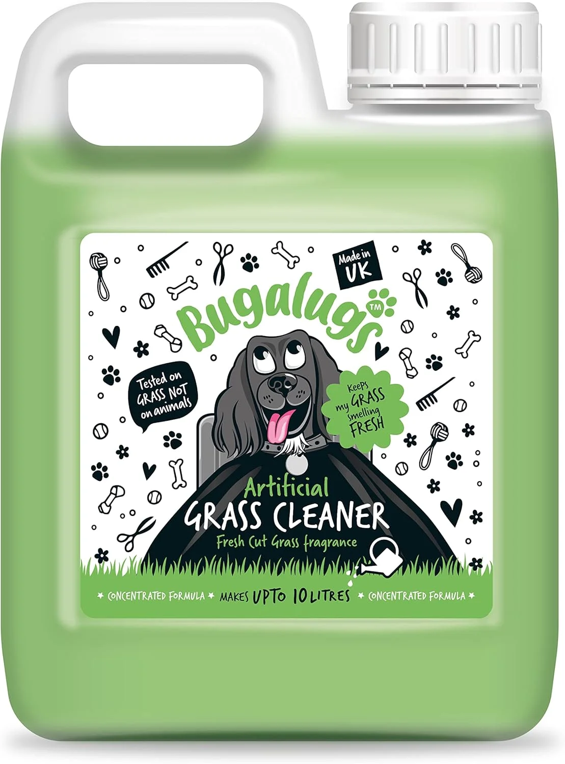 BUGALUGS Artificial Grass Cleaner - Dog Safe, Pet Disinfectant & Lawn Deodoriser - Puppy Urine Cleaner & Odour Eliminator - 1L Super Concentrate - Made in UK Cruelty Free (Fresh Cut Grass 1L)