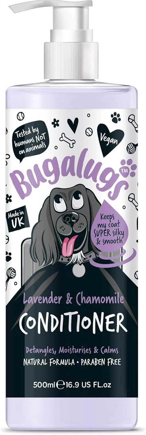 نرم کننده سگ باگالوگز 500 میلی لیتر با عطر اسطوخودوس و بابونه، بهترین نرم کننده برای سگ ها، توله سگ ها و حیوانات خانگی بدبو که گره ها را باز می کند و مرطوب می کند، همراه با شامپو سگ و ادکلن استفاده شود.