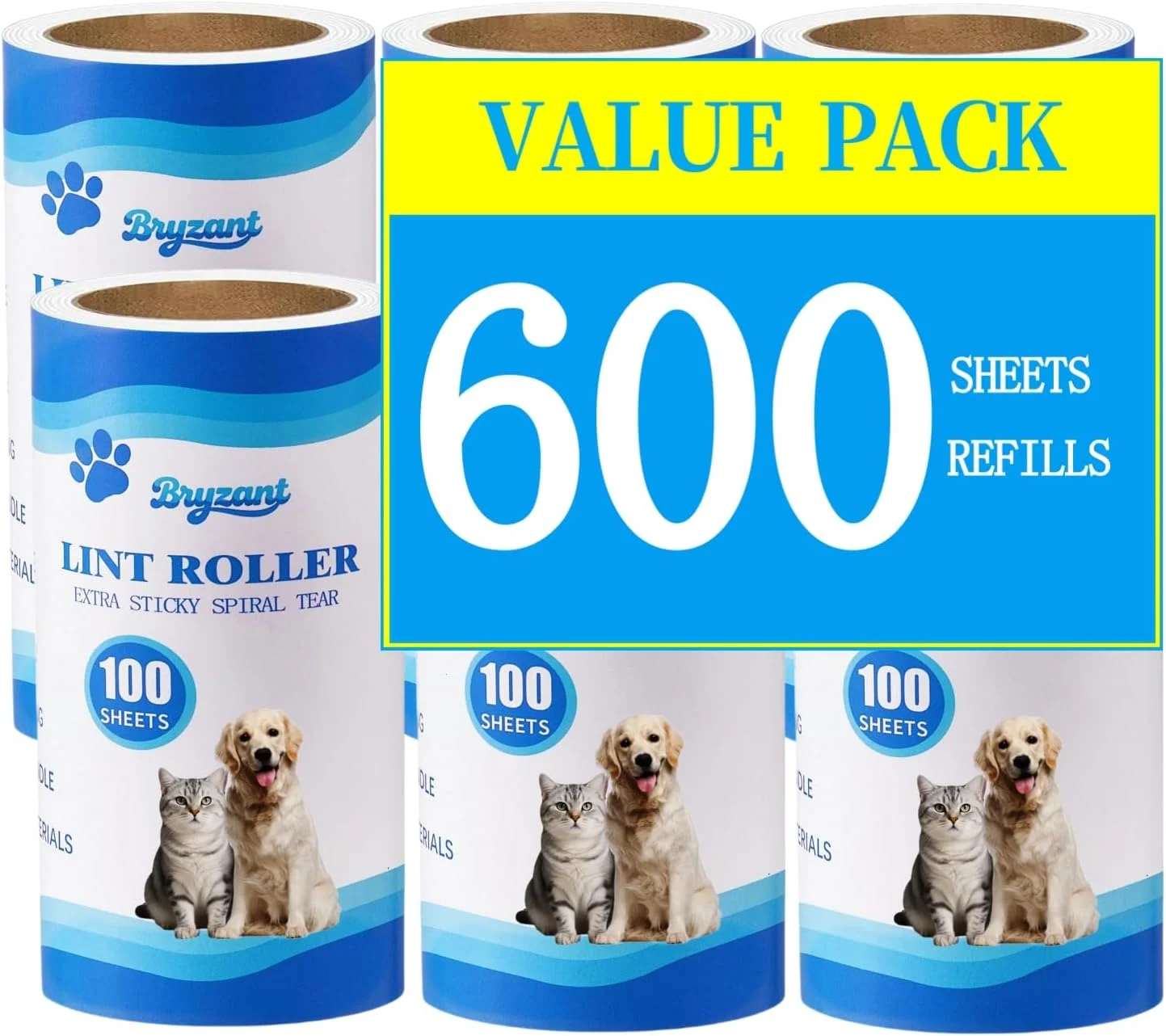 یدک رول پرزگیر برای موی حیوانات خانگی، فوق العاده چسبناک، 600 برگه، پرزگیر قابل حمل برای لباس، مبلمان، فرش، از بین بردن موی سگ و گربه