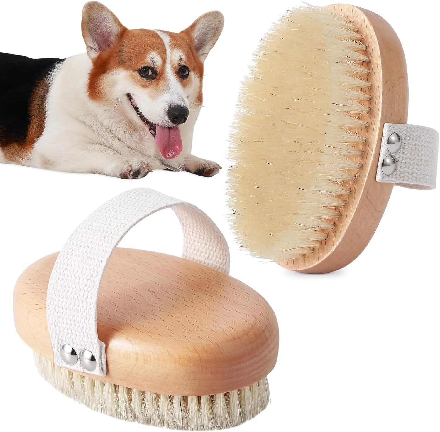 برس کف دستی نرم موی گراز برای سگ و گربه مو کوتاه به همراه بند، کاهش ریزش مو، برس ارگونومیک سگ، استفاده آسان و کاهش فشار بر مچ دست | ایده آل برای نظافت روزانه