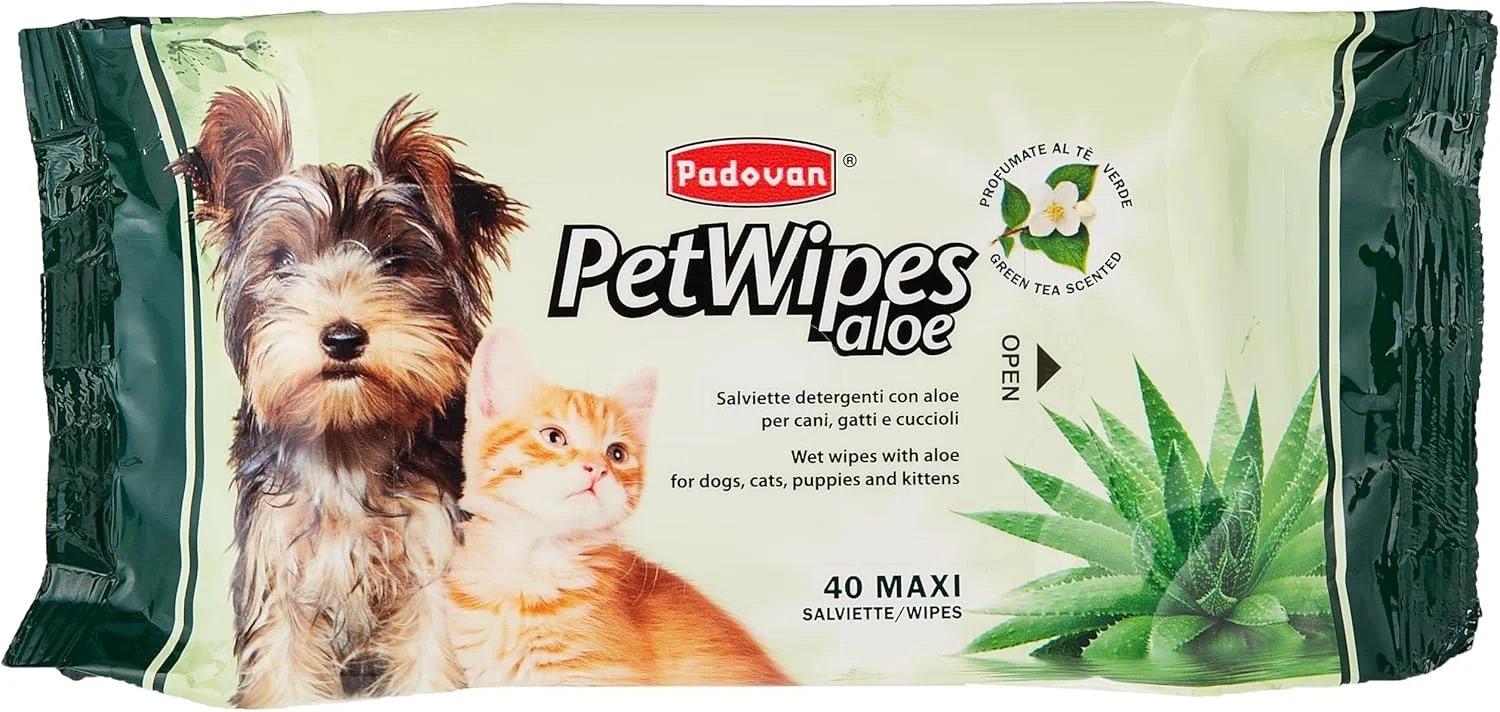Brit Padovan Pet Wipes Aloe, Hypoallecgenic (40 Pcs)