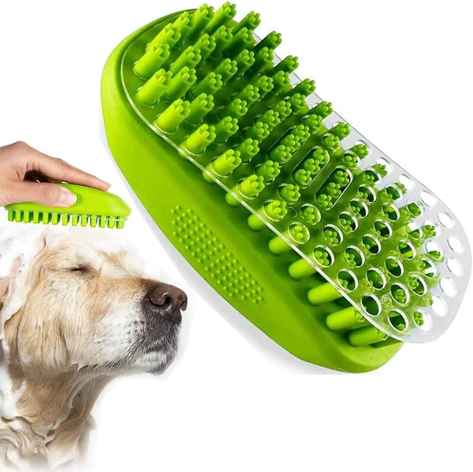 برس حمام و ماساژ سگ لاستیکی BIGTHREE، برس نظافت حیوانات خانگی برای گربه ها و سگ ها، اسکرابر حیوانات خانگی برای شانه ماساژ، برس شستشوی سیلیکونی، برای حیوانات خانگی با موهای کوتاه و بلند
