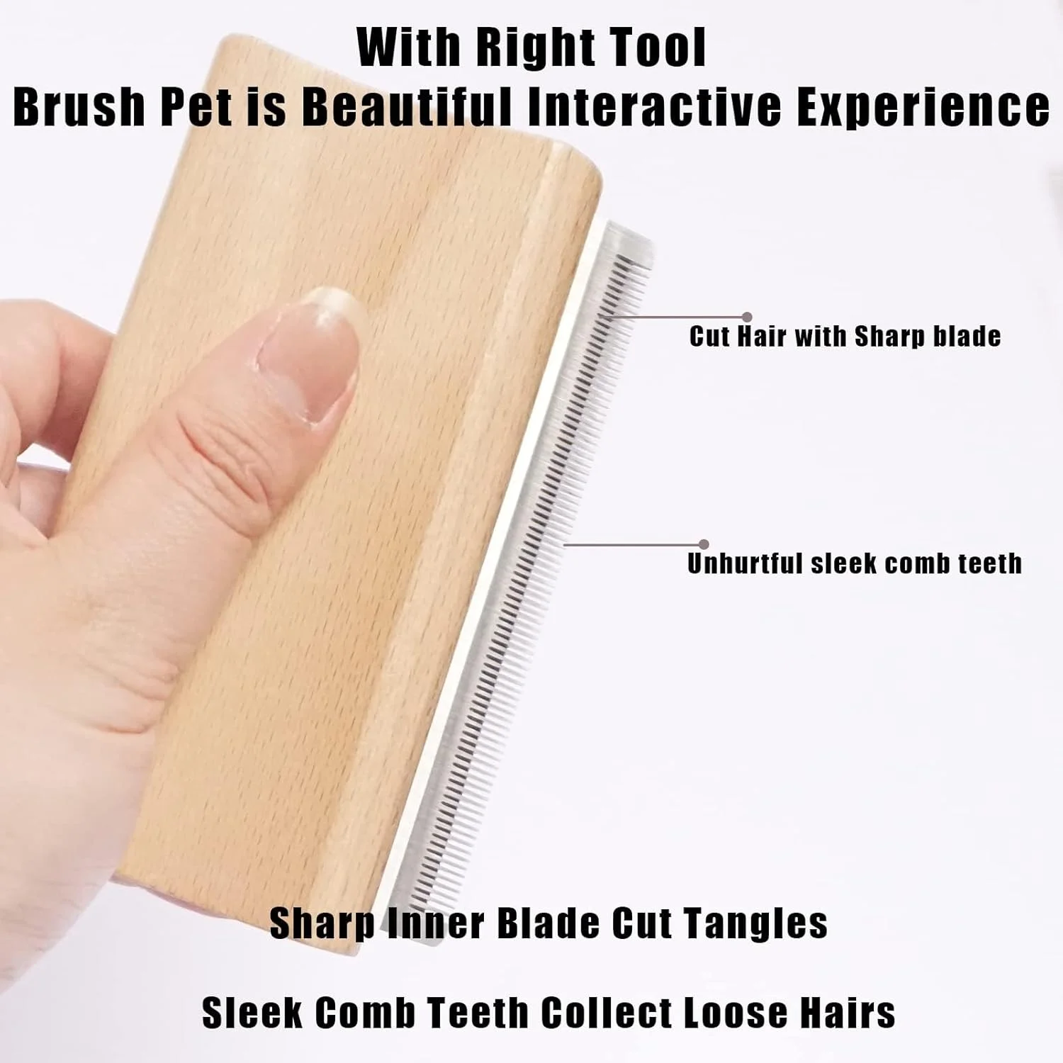 برس نظافت چند منظوره حیوانات خانگی BIGTHREE، برس موی اسب چوبی، برس نظافت حیوانات خانگی با دسته چوبی، ابزار حرفه ای نظافت حیوانات خانگی، شانه ماساژ برای اسب ها، برس نظافت چوبی با طراحی ارگونومیک