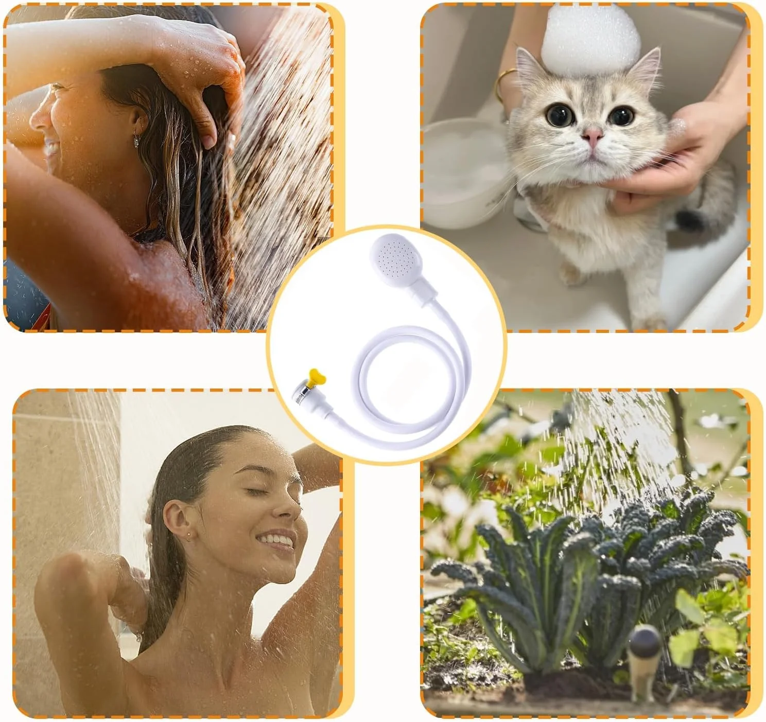 سر دوش شلنگ حیوانات خانگی قابل حمل BIGTHREE، اتصال دوش تک شیر، سفید، پلاستیکی، سر اتصال دوش، سخت افزار، 1 عدد