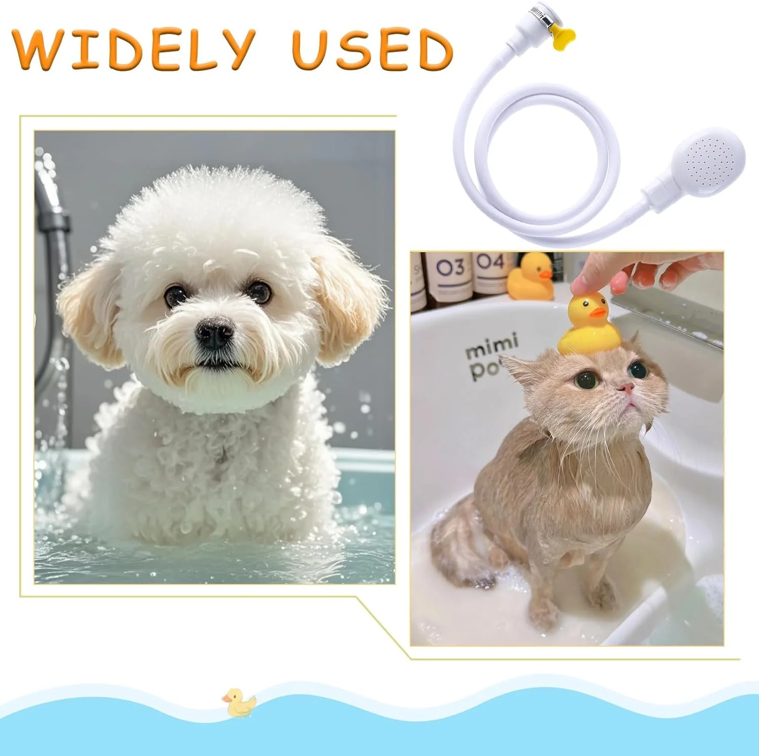 سر دوش شلنگ حیوانات خانگی قابل حمل BIGTHREE، اتصال دوش تک شیر، سفید، پلاستیکی، سر اتصال دوش، سخت افزار، 1 عدد