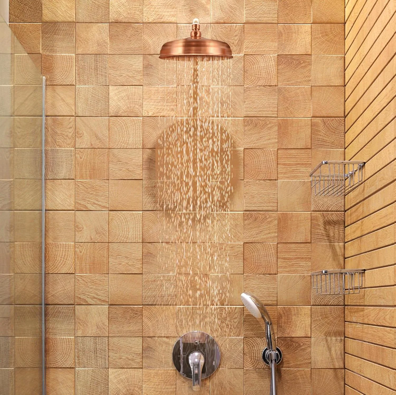 سردوش حمام مسی استیل ضد زنگ BIGTHREE، سردوش بارانی، سردوش مسی عتیقه، سردوش بزرگ گرد تک سر فشار قوی جهانی برای حمام، باغ و سرویس بهداشتی