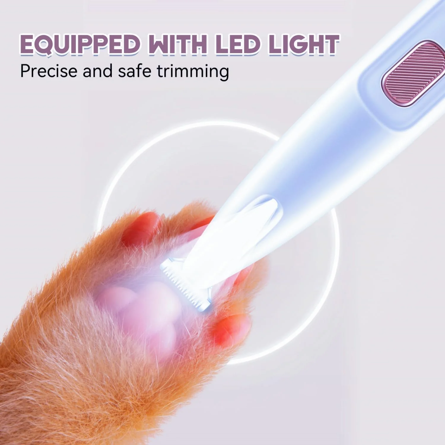 ماشین اصلاح پنجه سگ BIGTHREE، ماشین اصلاح موی پنجه سگ، ریش تراش پای حیوانات خانگی، ضد آب، دارای چراغ LED و برس تمیز کننده، شارژ USB، برای اصلاح نواحی حساس، پنجه ها، گوش ها و چشم ها.