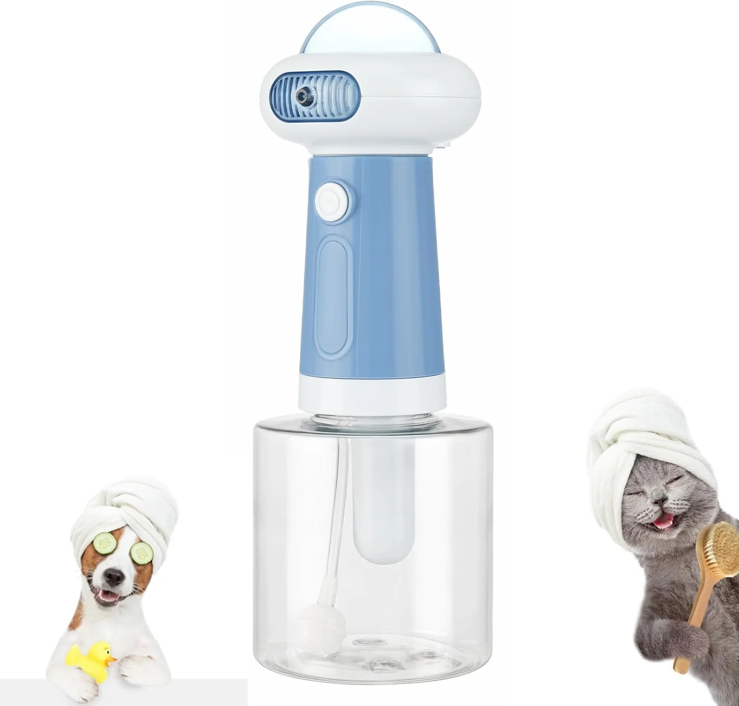 BIGTHREE دستگاه پخش کننده صابون فوم برقی اتوماتیک حیوانات خانگی، اسپری شامپو ضد آب سگ و گربه با پخش کننده صابون اتوماتیک، برای تمیز کردن عمیق سگ، ایده آل برای حمام کردن، تمیز کردن سینک و نظافت حیوانات خانگی (آبی)