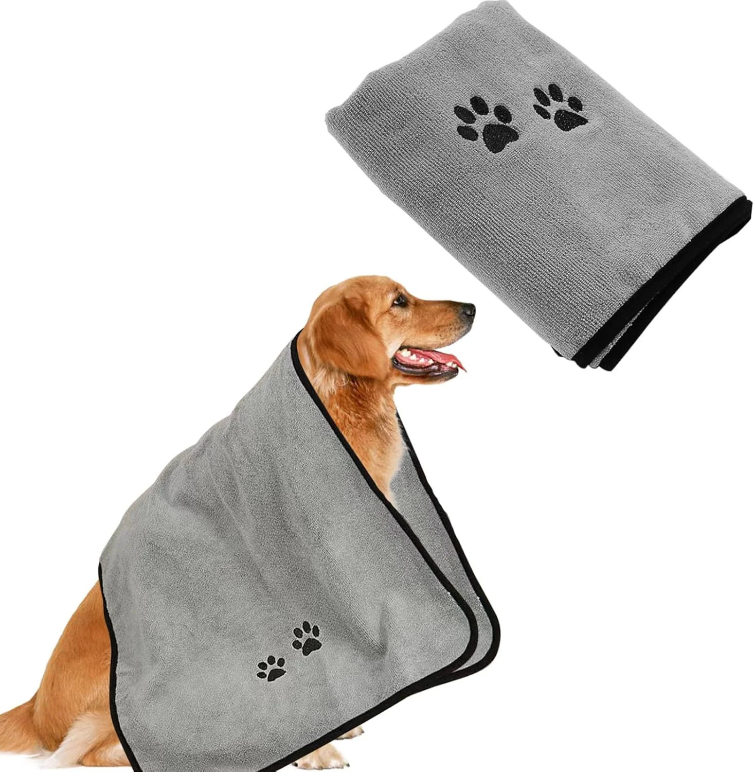 حوله سگ بیگ تری، حوله میکروفایبر جاذب حیوانات خانگی 50 * 90 سانتی متر، حوله خشک کن سریع پاپر برای سگ ها، مناسب استفاده در فضای داخلی و خارجی، جنس بادوام، قابل شستشو در ماشین لباسشویی برای همه نژادها توله سگ و بچه گربه