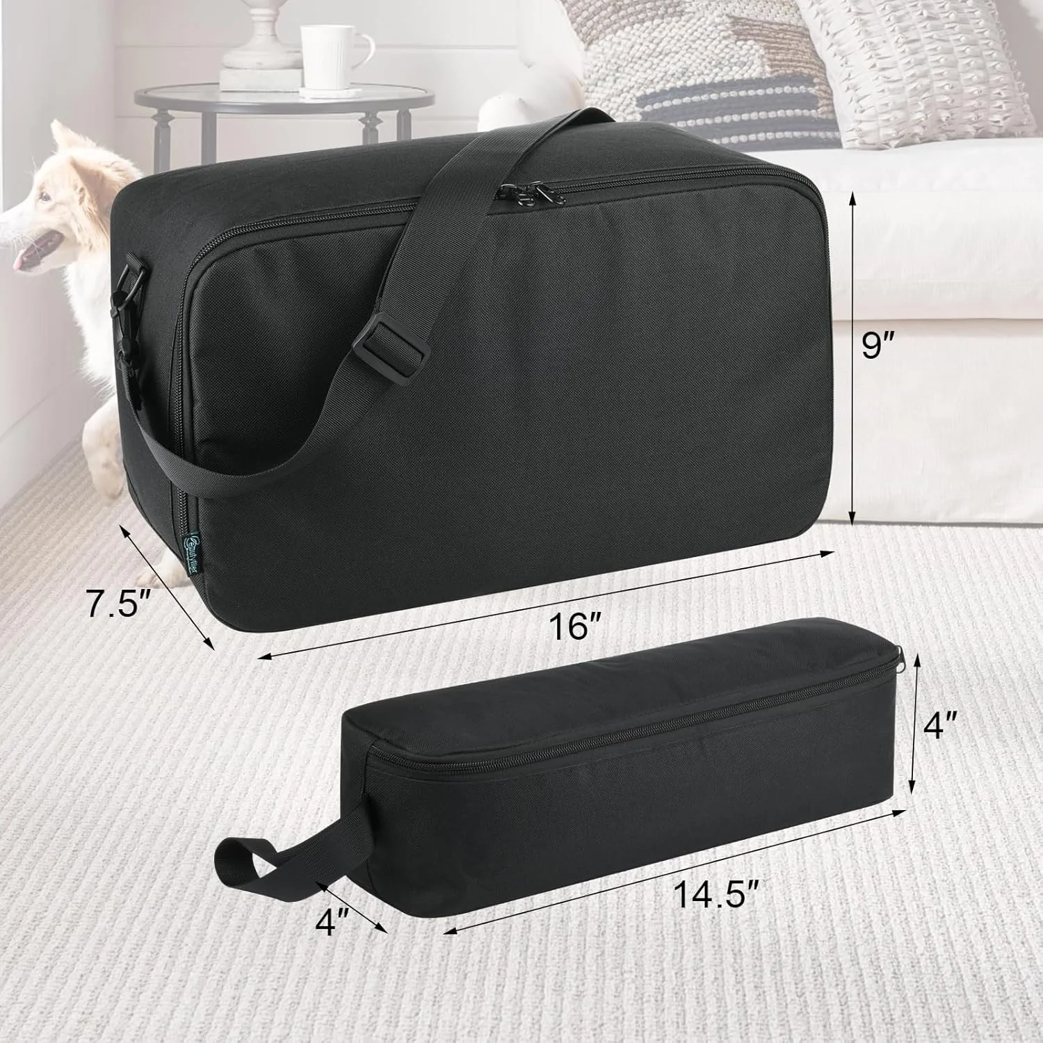 کیف حمل و نگهداری Beautyflier برای برس جاروبرقی سگ، کیف محافظ برای جاروبرقی موی سگ، کیف مسافرتی برای کیت جاروبرقی نظافت سگ، فقط کیف (مشکی)