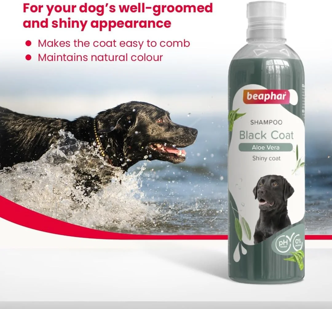 شامپو سگ بیفار حاوی آلوئه ورا مخصوص موهای مشکی 250 میلی لیتر