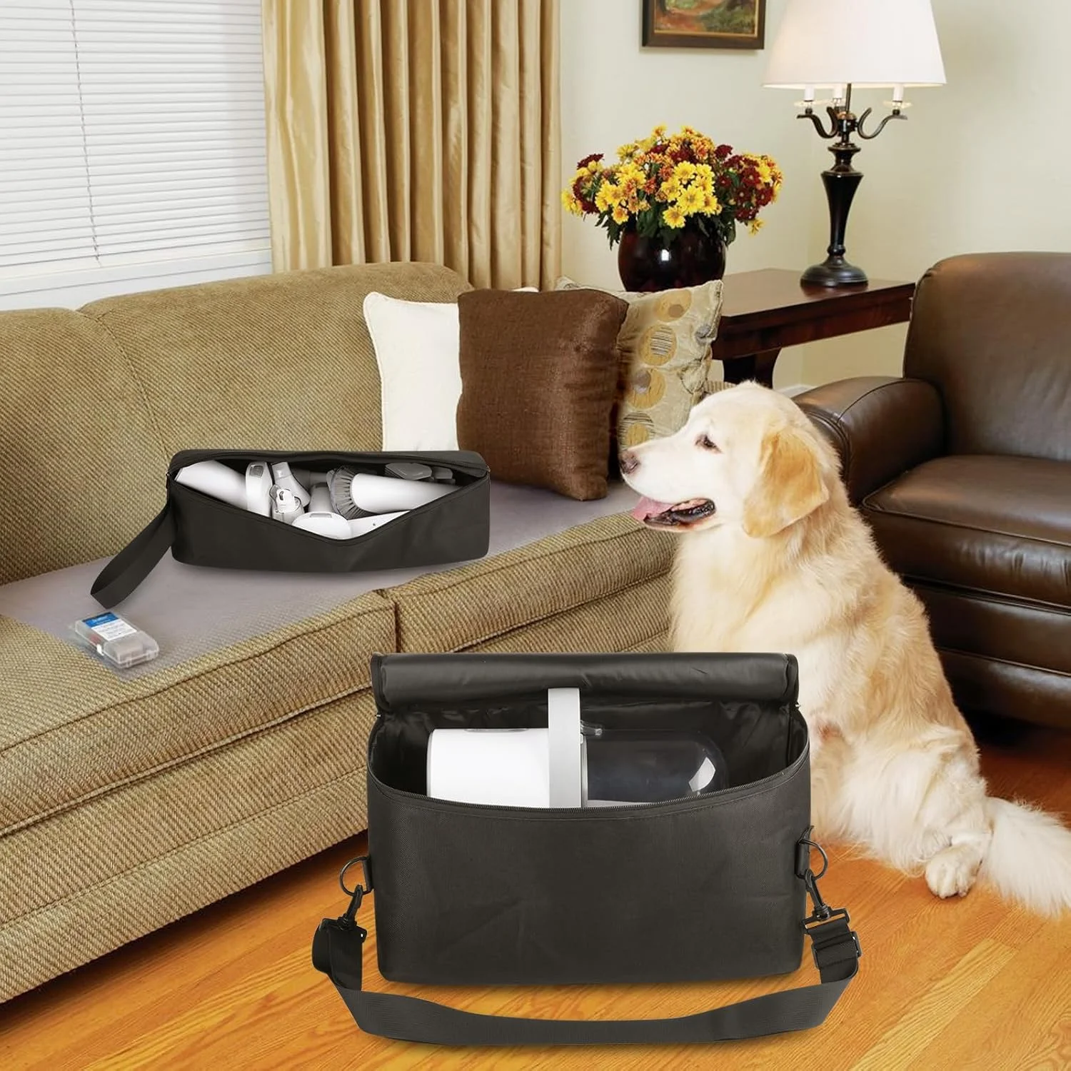 کیف حمل و نگهداری Beautyflier برای برس جاروبرقی سگ، کیف محافظ برای جاروبرقی موی سگ، کیف مسافرتی برای کیت جاروبرقی نظافت سگ، فقط کیف (مشکی)