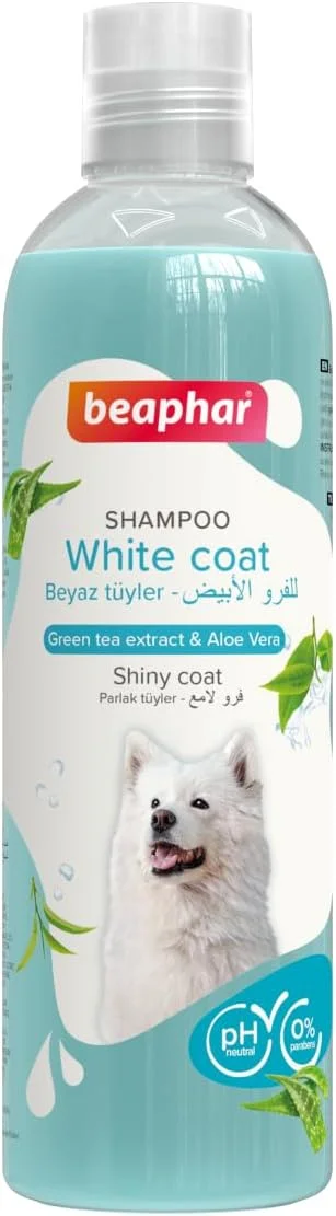 شامپو سگ Beaphar با عصاره چای سبز و آلوئه ورا برای سگ های با پوشش سفید 250 میلی لیتر