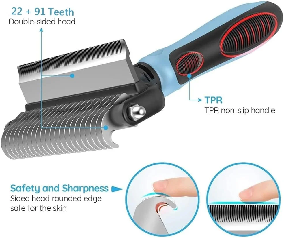 برس نظافت حیوانات خانگی Beauenty، شانه حرفه ای 2 در 1 برای سگ و گربه، برس نظافت سگ فوق عریض، ابزار نظافت ایمن برای حیوانات خانگی، برس برای ریزش موی سگ و گربه های مو بلند و متوسط