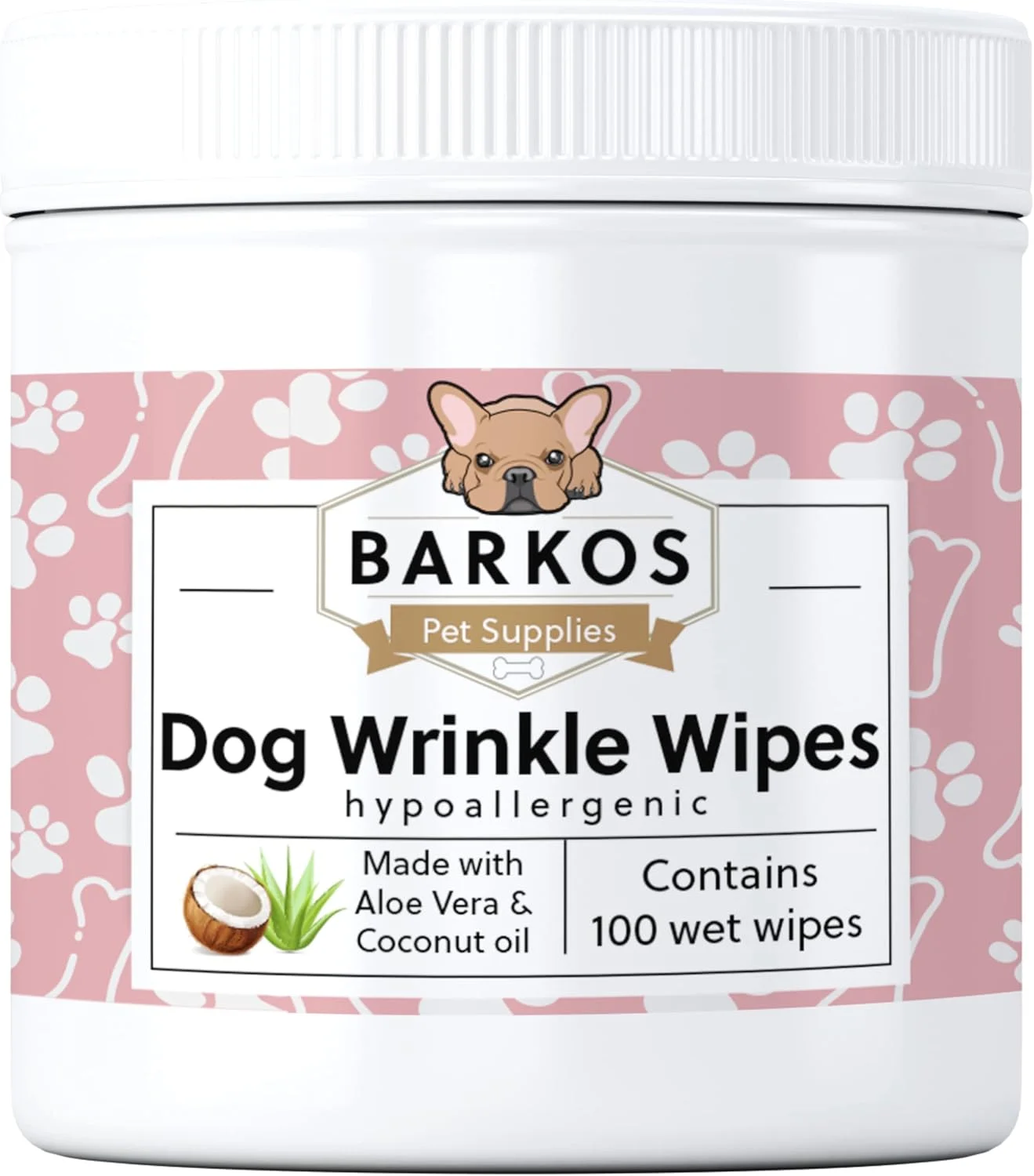 دستمال مرطوب چروک سگ Barkos Pet Supplies | بولداگ، بولداگ فرانسوی، پاگ، بولداگ انگلیسی | تمیز کننده و تسکین دهنده چروک، چین، لکه اشک، پاکت دمی و پنجه ها، ضد خارش | 100 پد پنبه ای نرم…