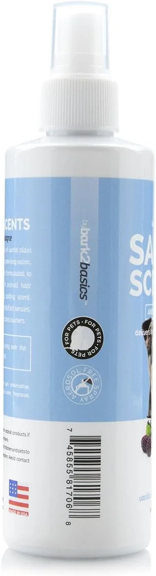 ادکلن سگ و گربه Bark2Basics با رایحه سالن - 236 میلی لیتر، عطر طبیعی و حرفه ای برای آرایش حیوانات خانگی، ماندگاری طولانی، خوشبو کننده (وانیل تمشک سیاه)