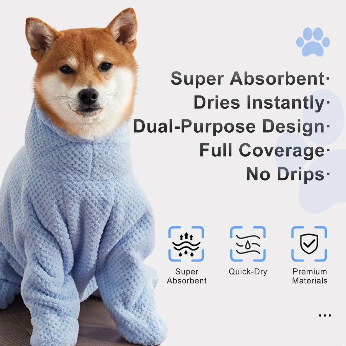 حوله تن پوش سگ، حوله میکروفایبر فوق العاده جاذب حیوانات خانگی، حوله خشک کن سریع سگ با چسب ولکرو قابل تنظیم برای بعد از حمام، استخر، ساحل، نظافت - حوله کلاه دار حیوانات خانگی (XL)