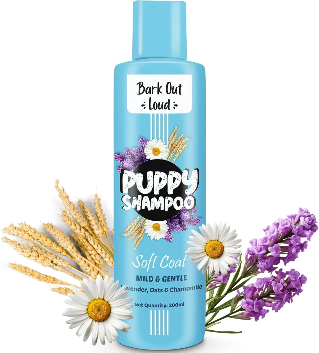 شامپو توله سگ Bark Out Loud by Vivaldis، ملایم برای پوشش، با بابونه، رزماری، جو دوسر، آرام بخش، ضد باکتریایی با تسکین خارش (مناسب برای همه نژادها) - 200 میلی لیتر