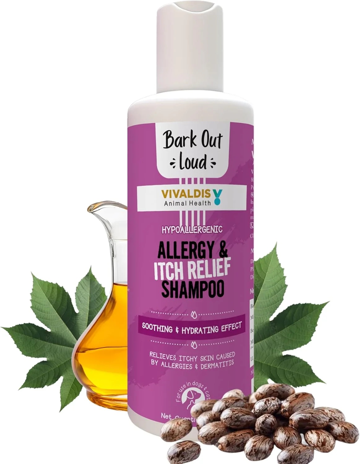 شامپو ضد حساسیت و خارش Bark Out Loud by Vivaldis - موثر بر آلرژی غذایی، بثورات آلرژی کک و مشکلات پوستی طولانی مدت 200 میلی لیتر (سگ و گربه)