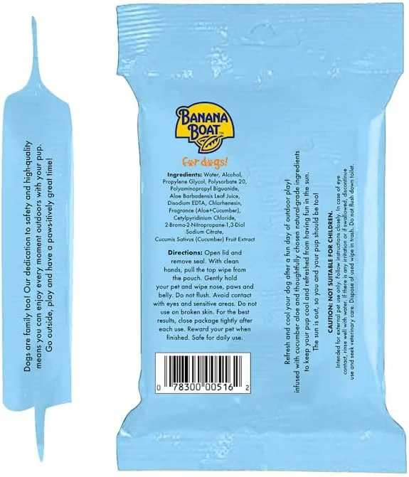 دستمال مرطوب خنک کننده ضد آفتاب سگ Banana Boat، بسته 50 عددی