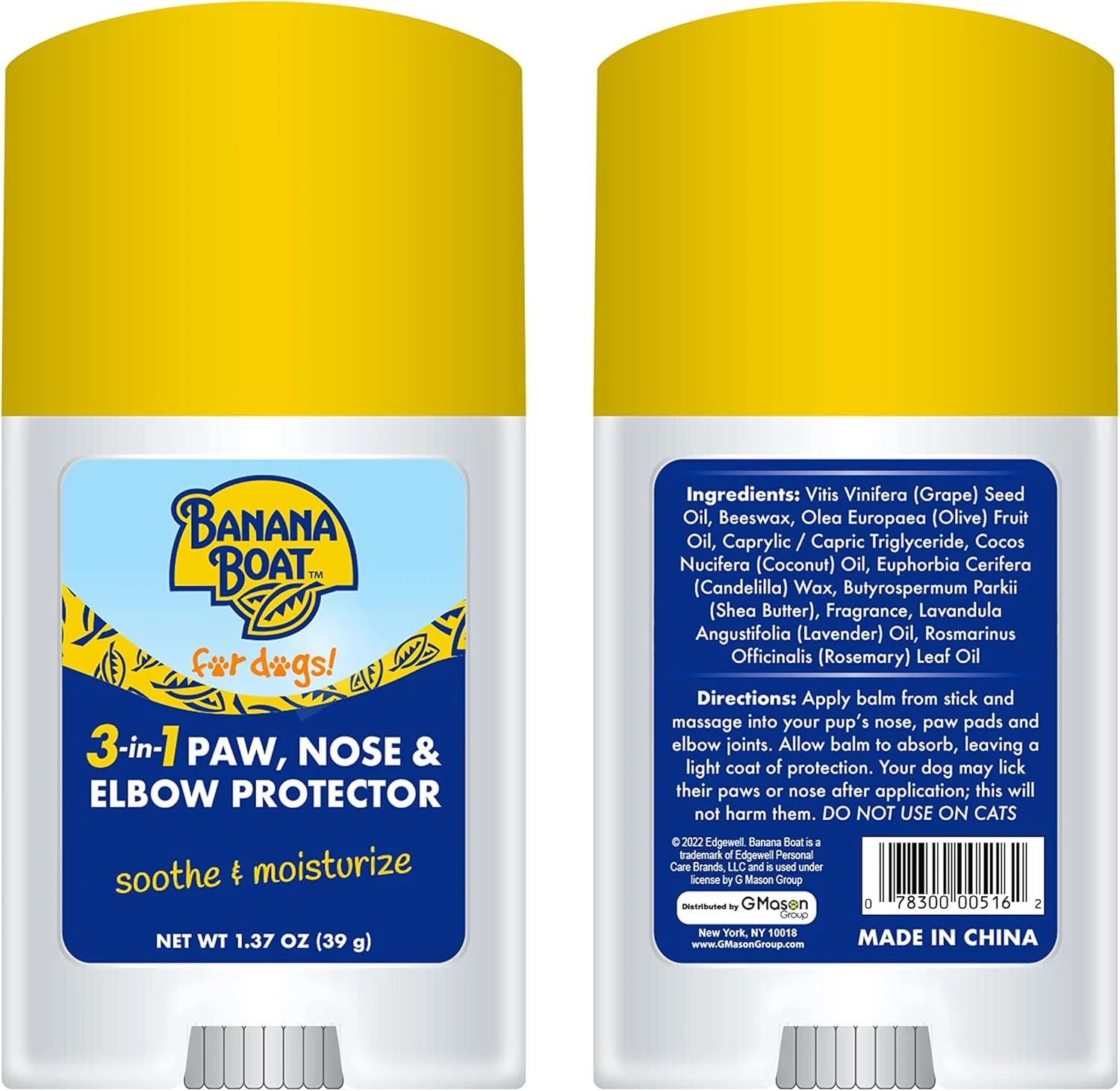 بالم پنجه سگ Banana Boat - تسکین دهنده، مرطوب کننده و محافظ 3 در 1 برای بینی، پنجه و آرنج سگ، مورد استفاده برای محافظت در برابر آفتاب، مرطوب کننده بینی و پنجه های خشک، تسکین دهنده عالی پوست برای پوست حساس سگ ها